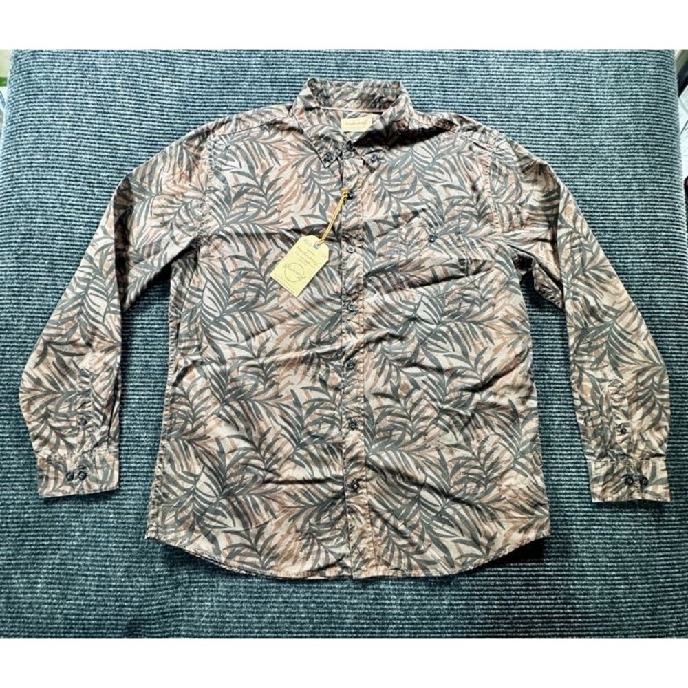 NEW NWT Weatherproof Vintage Leaf Print Button Down Shirt Men's XL Brown Gray